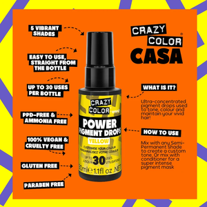 Gouttes de Pigment Jaune Ultra-Intense Crazy Color – Véganes, Ultra-Concentrées, Booster de Couleur Capillaire Inter-Mélangable - Product Image 3