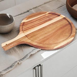 เขียงไม้อะคาเซียไม้ไผ่ทนทานด้ามจับสำหรับเสิร์ฟเนื้อชีสขนมปังผักเครื่องใช้บนโต๊ะอาหารเป็นมิตรต่อสิ่งแวดล้อม - Product Image 4