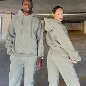 Logo personnalisé surdimensionné coupe lourde unisexe Gym Jogging survêtement pantalon de survêtement en éponge français et sweat à capuche ensemble 2 pièces - Product Image 4