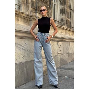 Blu chiaro donna 5 tasche sacco animali Jeans con nappe - Product Image 1