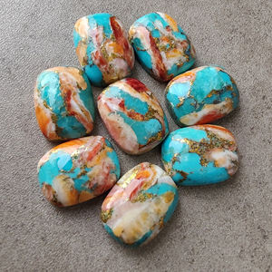 Calidad AAA, ostra espinosa Natural, turquesa, forma de rectángulo, cabujón, parte posterior plana, calibrado, piedras preciosas al por mayor, todos los tamaños disponibles - Product Image 2