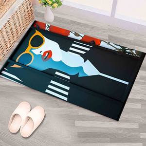 Tapis imprimé avec illustration de femme minimaliste, moderne, doux, lavable en machine, cadeau de mariage, avec poils doux - Product Image 5