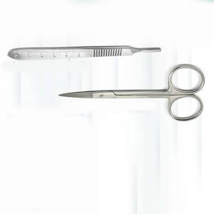 IRIS Micro Scissors Straight 4.5 Inch Manual <b>Scalpel</b> Handle #3 10 Surgical <b>Blades</b> #15 Stainless Steel Medic Instruments - Product Image 4
