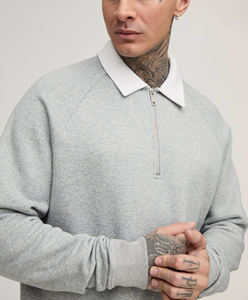 Recién llegado 2025 100% algodón de manga larga quater cremallera Polo camiseta para hombres ajuste suelto personalizado impreso Polo camiseta para S - Product Image 2