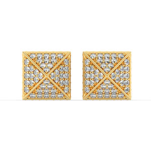 Boucles d'oreilles clous en diamant de culture carré pavé, or jaune 14 carats, fermoir à vis, bijoux minimalistes de luxe pour bijoux de mariée pour femmes - Product Image 6