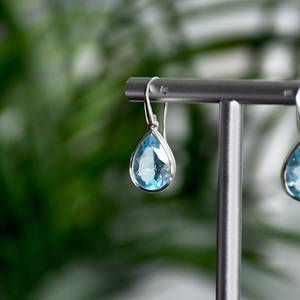 Pendientes de Plata de Ley 925 con Forma de Lágrima, Hechos a Mano, con Topacio Azul, Diseño Único, para Regalo de Compromiso para Mujer - Product Image 2