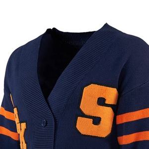 Autumn Winter Cotton Knitted <b>Cardigans</b> V-Neck Chenille Embroidery Patchwork Rewrap Sweaters <b>with</b> Button Decoration - Product Image 2