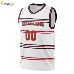 Camiseta de baloncesto Reversible personalizada con logotipo de diseño de talla grande en color estampado por sublimación en blanco OEM - Product Image 1