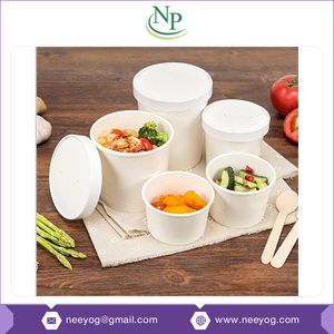 Nueva llegada Biodegradable y a prueba de fugas de color blanco de forma redonda 1200ml envases de papel o cajas para el envasado de alimentos al mejor precio - Product Image 5