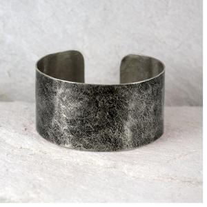 2025 Texas boda plata piedra preciosa brazalete ancho arrugado tres tonos plata martillado oxidado pulsera vestido de seda pulsera joyería - Product Image 4