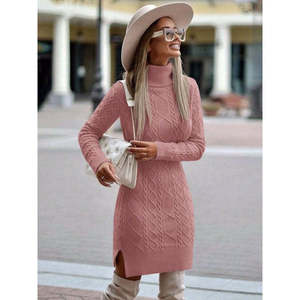 Robe midi en tricot à motifs en laine mélangée pour femme Jane's Loren - Vêtement d'hiver élégant et décontracté - Product Image 1