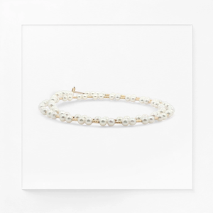 สร้อยคอไข่มุกน้ำจืดสีทอง18K สำหรับผู้หญิง | ของขวัญสุดหรู0.32g - Product Image 4