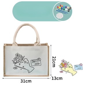 กระเป๋าผ้าแคนวาสทรูงเจีย 31x21x13 ซม. คอลเลกชันสมุดระบายสีลายดอกไม้แฟชั่น - Product Image 2