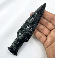 Couteau en obsidienne noire tricotée à la main en gros | Dague en cristal d'obsidienne noire en vrac