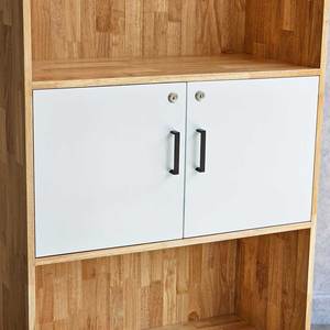 2-<b>Drawer</b> Minimalist Metal File Cabinet 80x40x170cm Rubber Wood with Freestanding Design for <b>Workshop</b> & Gym Application-THS68050 - Product Image 6