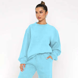 Conjunto Deportivo Informal de Dos Piezas para Mujer, Sudadera y Pantalón, Tejido Suave y Cómodo para Gimnasio, Aire Libre y Viajes - Product Image 1