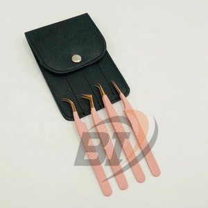 Aplicador de pestañas postizas de acero sostenible a granel profesional al por mayor pinzas de extensión de pestañas de volumen puntiagudo Etiqueta Privada - Product Image 1