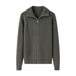 New Design high quality Solid Color Premium Pure Knitted Cashmere Full <b>Zipper</b> <b>Cardigan</b> Thickened Polo Shirt Sweater unisex - Product Image 3