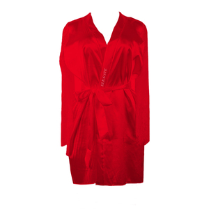 Elegante Accappatoio da Donna con Maniche in Pizzo e Nastro, in Raso Elasticizzato Traspirante con Stampa, Taglia Unica per Uso Domestico - Product Image 5