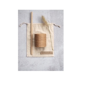 Cesta de almacenamiento de macramé hecha a mano al por mayor con tema atractivo, cesta hueca tejida a mano con cuerda de algodón decorativa con asa - Product Image 5