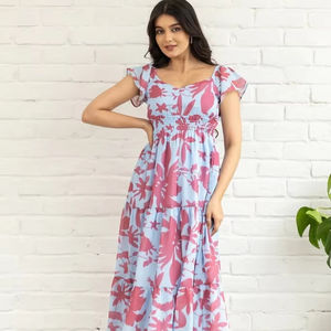 Vestido bohemio de algodón de nueva moda con estampado floral, estampado a mano, ropa de verano, vestido informal para damas de honor, suministro ODM - Product Image 1