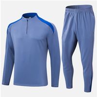 Haut à manches longues avec demi-zip et pantalon pour entraînement multisports, imprimé numérique, 100% polyester, unisexe, pour le football/soccer, les séances d'entraînement en salle de sport