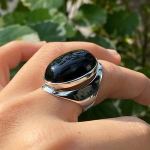 925 Sterling Silver Black Onyx Gemstone Women's <b>Ring</b> Handmade <b>Crystal</b> Bezel Setting Classic for Daily Wear Engagement Gift - Product Image 2