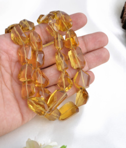 หินควอตซ์น้ำผึ้งทรงเหลี่ยมขนาดใหญ่ 16 นิ้ว หินธรรมชาติสำหรับทำเครื่องประดับชั้นดี - Product Image 3