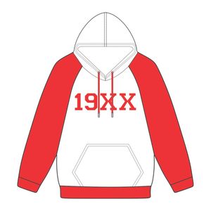 DST Delta White Body Red Raglan Sleeves Sweat à capuche en coton mélangé Vêtements de sororité grecque Divine Nine HBCU Greek Life Année de fondation - Product Image 2