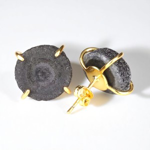 Black Solar Quartz Druzy <b>Studs</b> <b>Earrings</b> Jewelry Wholesale Prong <b>Set</b> Gemstone <b>Studs</b> For Women - Product Image 1