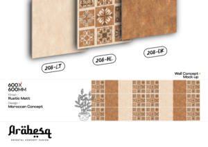 Carreaux en porcelaine antidérapants de style rétro vintage 60x60 cm 208 - Surface mate rustique 600x600 mm Carreaux marocains en surbrillance pour l'intérieur - Product Image 2