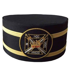 Caballeros Templarios Commandery Crown Cap Negro Bordado a mano Personalizado KT Crown Caps Bajo MOQ - Product Image 2