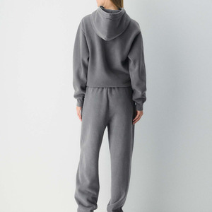 <b>Mens</b> <b>Dark</b> <b>Grey</b> Tracksuit Set Heavyweight Oversized <b>Hoodie</b> and Wide Leg Pants Fleece Winter Warm Casual Loungewear Co-ord Outfit - Product Image 6