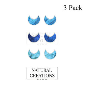 Premium 925 Sterling <b>Silver</b> Seawater <b>Pearl</b> Labradorite Moon Shape Stud <b>Earrings</b> Bezel Setting Trendy Wedding Party Gift 7MM High - Product Image 2