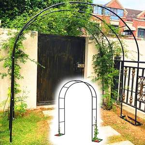 Enrejado de arco de jardín para plantas trepadoras Arcos de boda al aire libre para ceremonia Arcos de jardín de metal negro para decoración de fiestas - Product Image 2