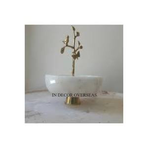 Bol en marbre de couleur blanche de la meilleure qualité avec base en bois pour mariages et fêtes Fournitures de table à manger - Product Image 4