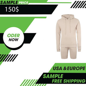 Meilleure vente Ensemble survêtement sans couture à manches longues pour hommes, short à capuche d'entraînement pour sports d'hiver avec logo personnalisé, jogging grande taille - Product Image 6