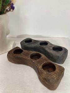 Bougeoir en bois à six colonnes, idéal pour la décoration intérieure, centre de table et éclairage festif, fabriqué à la main en Inde - Product Image 2