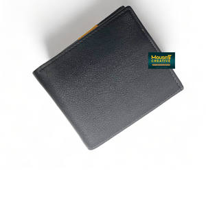 Cartera RFID corta plegable de estilo Retro para hombre de cuero de vaca de alta calidad Concho de estrella decorado en rayas amarillas OEM de fábrica aceptado - Product Image 5