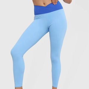 Leggings de sport pour femmes, taille mi-haute, unis, contrôle du ventre, plissés, effet push-up, taille haute élastique, leggings de yoga pleine longueur - Product Image 5