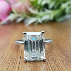 Bijoux fins jaune massif 14K 2.5 CT blanc Moissanite Solitaire avec bague de fiançailles émeraude ensemble en argent 925 pour cadeau - Product Image 1