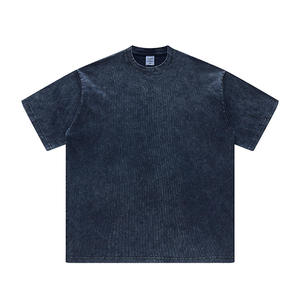 เสื้อยืดโอเวอร์ไซส์ผู้ชายสไตล์วินเทจ ล้างสีซีด ผ้าถักเนื้อหนา 100% ผ้าฝ้าย พิมพ์โลโก้ตามสั่ง สตรีทแวร์ - Product Image 4