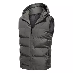 Haute qualité américain hommes automne extérieur décontracté support à capuche corps plus chaud sans manches veste Zip léger écologique gilet - Product Image 4