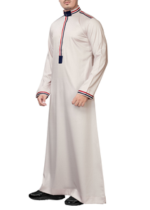 Thobe uni à manches longues pour hommes musulmans, vêtements islamiques, Kaftan saoudien pour hommes, cadeau de l'Aïd Ramadan, Thobe personnalisé respirant - Product Image 6