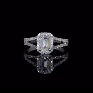 Anillo de Diamante de Corte Esmeralda de Primera Calidad, 6x4 mm, Oro Blanco de 14K, Diamantes Cultivados en Laboratorio VS1 E F, Elegante Joyería Solitario, Proveedor - Product Image 2