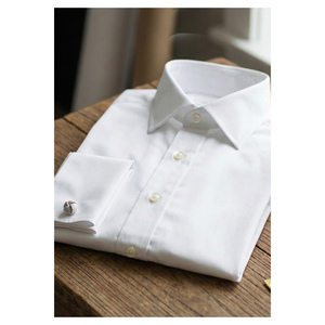 Embroidered Silk Women's Office <b>Shirt</b> with Chiffon Detail Simple Design <b>White</b> Color <b>Double</b> <b>Cuff</b> - Product Image 4
