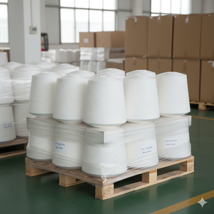 เส้นด้าย DTY โพลีเอสเตอร์แข็งแรง100% เป็นมิตรกับสิ่งแวดล้อม75/108เขาสีขาวดิบสำหรับการถักและการทอผ้า - Product Image 2