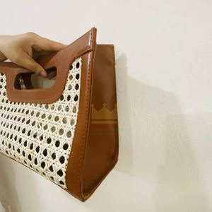 กระเป๋าหวายแฮนด์เมดพร้อมหนังแท้/กระเป๋าสานหวายสไตล์วินเทจ/กระเป๋าหวายบาหลี - Product Image 2