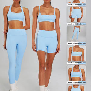 3 uds nuevo verano Fitness Yoga corto activo deporte entrenamiento suelto gimnasio Ropa deportiva Mujer sujetador, conjunto corto y Legging - Product Image 1