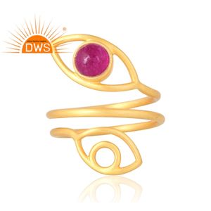 Anillo de piedras preciosas de cuarzo de Aventurina roja Natural chapado en oro de 18 quilates de Plata de Ley 925 más vendido, fabricante de joyería fina Demi - Product Image 3